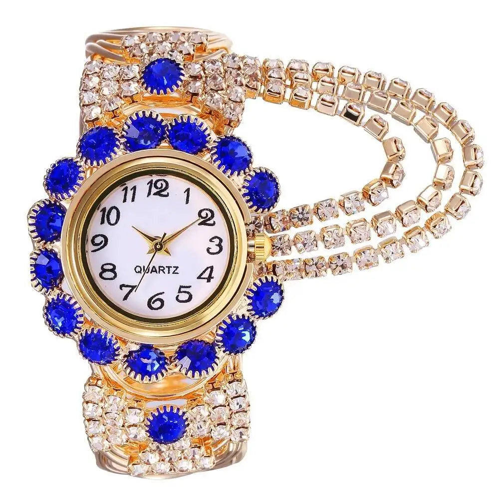 5PCS/Set Luxury Rhinestone Women Watches Fashion Adjustable Bangle Ladies Quartz Wristwatch Jewelry Set Reloj Mujer（Without Box）