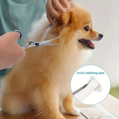 Stainless Steel Pet Safe Scissors Ambidextrous Ambidextrous Cat Dog Hair Grooming Shears with Round Head for Precision Trimming