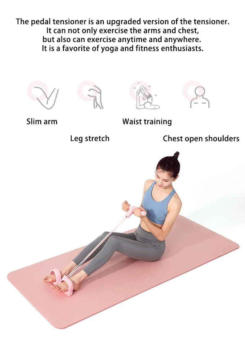Multi-Functional Four-Tube Pedal Tensioner Yoga Elastic Band Home Fitness Equipment Abdominal Strengthening Tension Rope