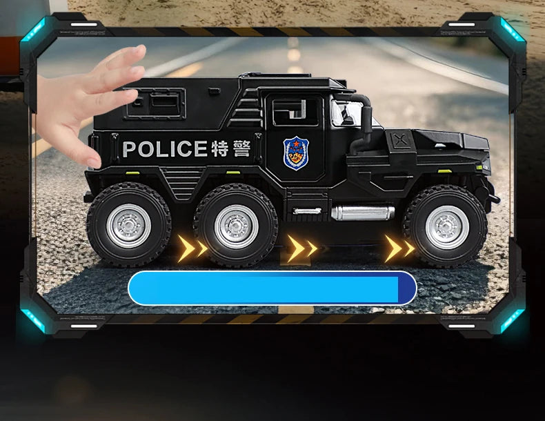 1:32 SWAT City Police Truck Model Diecast Play Off-road Vehicle Sound and Light Sport Car Toys for Children Collection Gifts