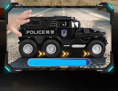 1:32 SWAT City Police Truck Model Diecast Play Off-road Vehicle Sound and Light Sport Car Toys for Children Collection Gifts