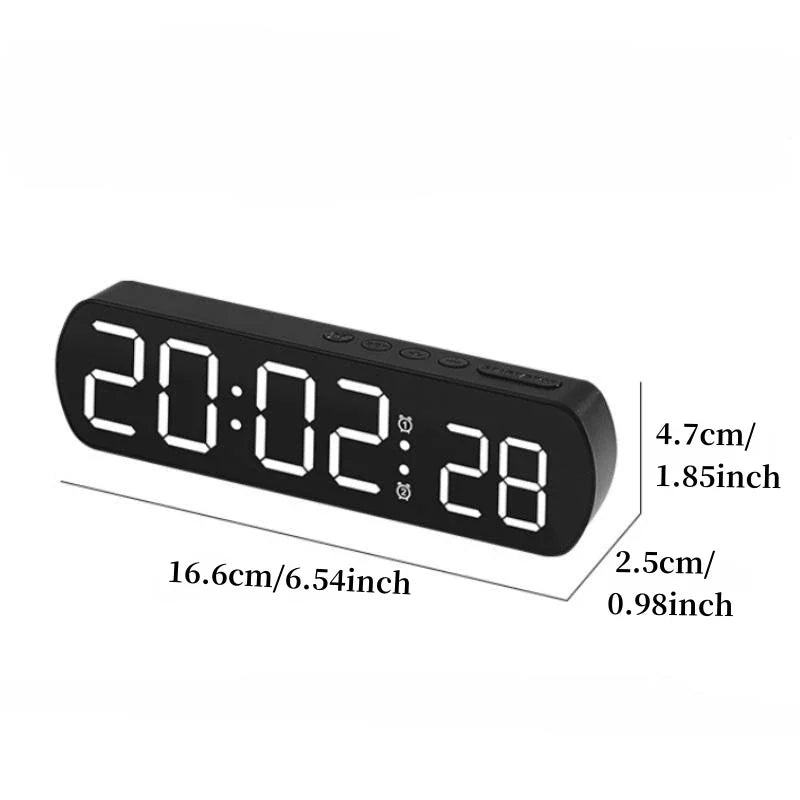 Voice Control Digital Alarm Clock TEMP Date Timer Countdown Night Mode Type-C USB 12/24H Anti-disturb Funtion 2 Alarms LED Clock