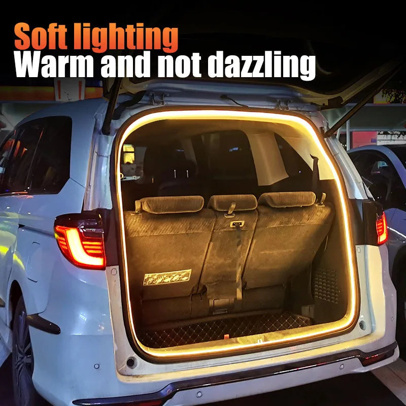 LED Trunk Lighting Lights Dynamic Flowing Flexible Light Strip On/Off Scanning Atmosphere Lamp Waterproof for Car Accessories