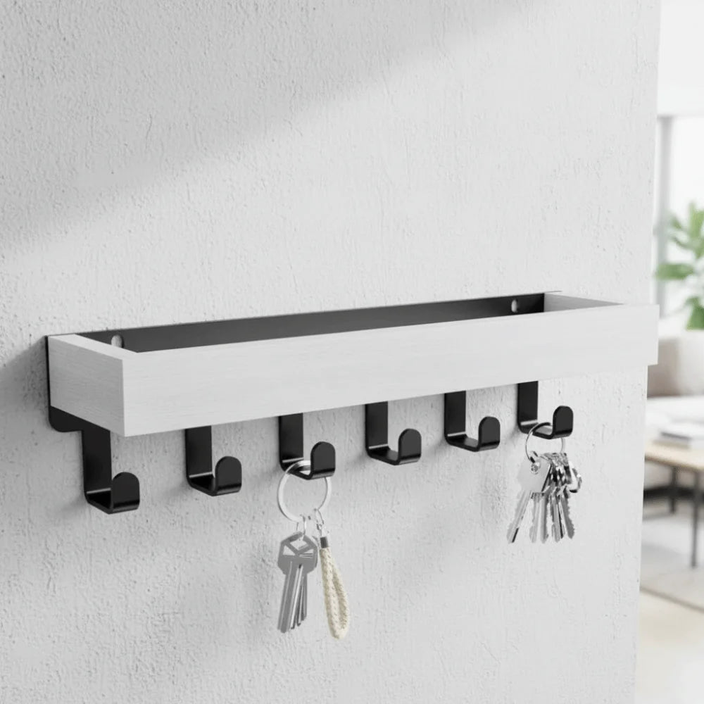 Multifunctional Wooden Key Holder Durable Household Key Rack Organizer with 6 Hooks Storage Rack for Keys Sunglasses