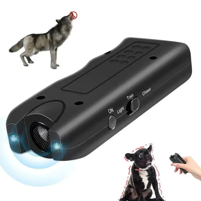 Dog Repeller Portable Ultrasonic Deterrent Handheld Anti-barking 3in1 Dog Training Device Repel Animals Pets Trainer