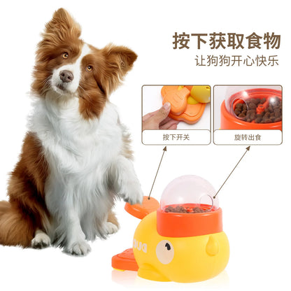 Interactive Feeder Yellow Duck Shaped Dog Slow Feeder Washable Automatic Dog Feeder Toy for Pets Food Dispenser