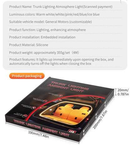 LED Trunk Lighting Lights Dynamic Flowing Flexible Light Strip On/Off Scanning Atmosphere Lamp Waterproof for Car Accessories