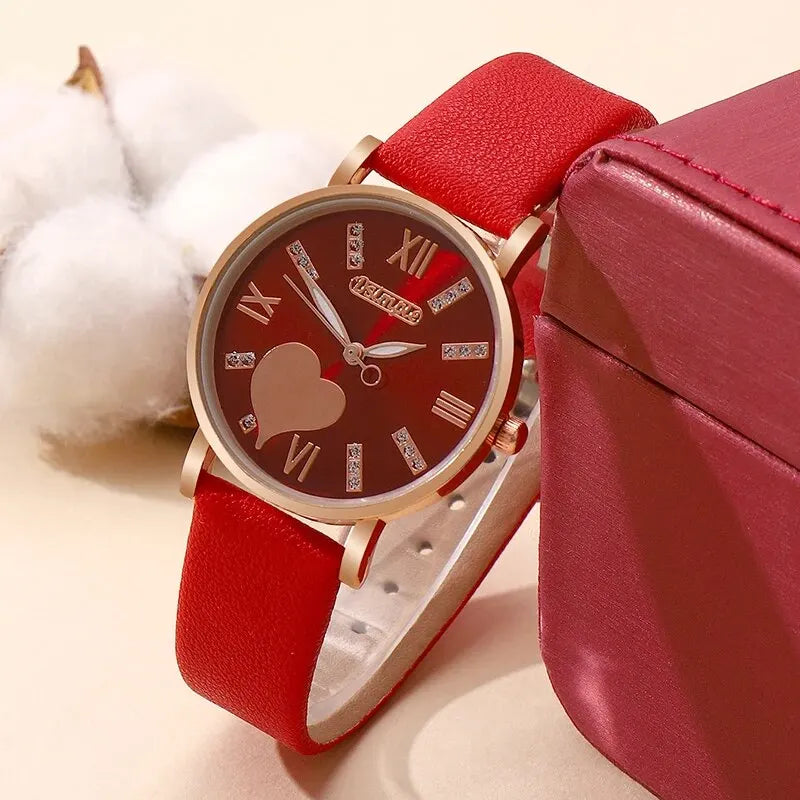 6PCS Set Heart Dial Classic Women Watch - Varixo