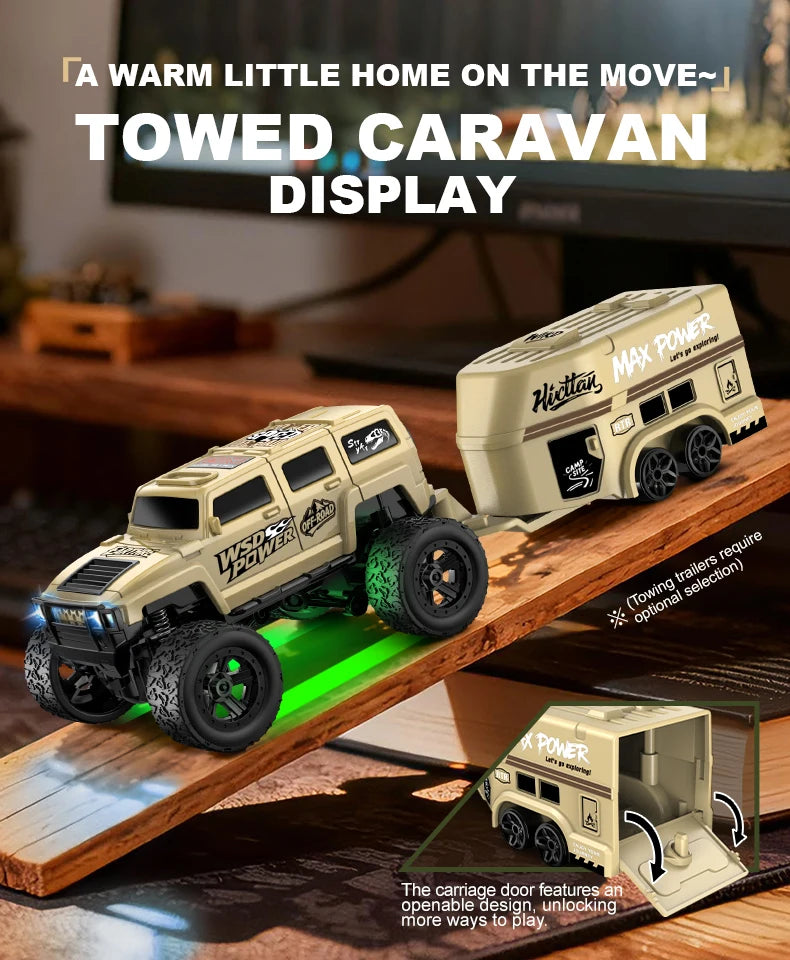 Hot Selling Mini 1:64 Remote Control Car Climbing With Trailer Off-road Vehicle Children's Toy Model Boy Birthday Gift