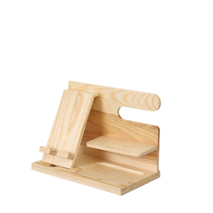 Wooden Bedside Wood Phone Docking Station Holder Wallet Stand Watch Storage Rack Multifunctional Desktop Jewelry Packaging