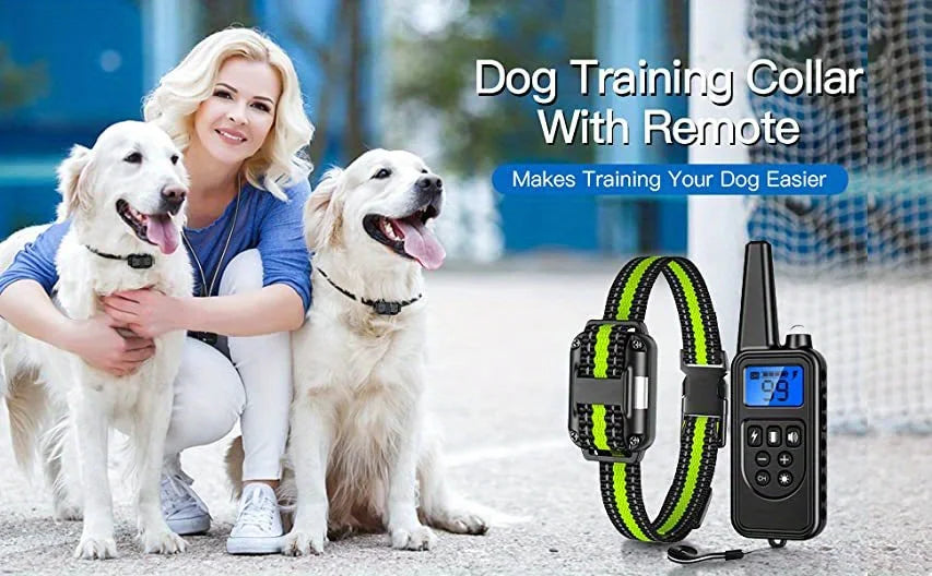 Dog Shock Collar with Remote, Dog Training Electric Collar, Waterproof Rechargeable,Dog Shock Collar with LED Light, Beep, Vibra