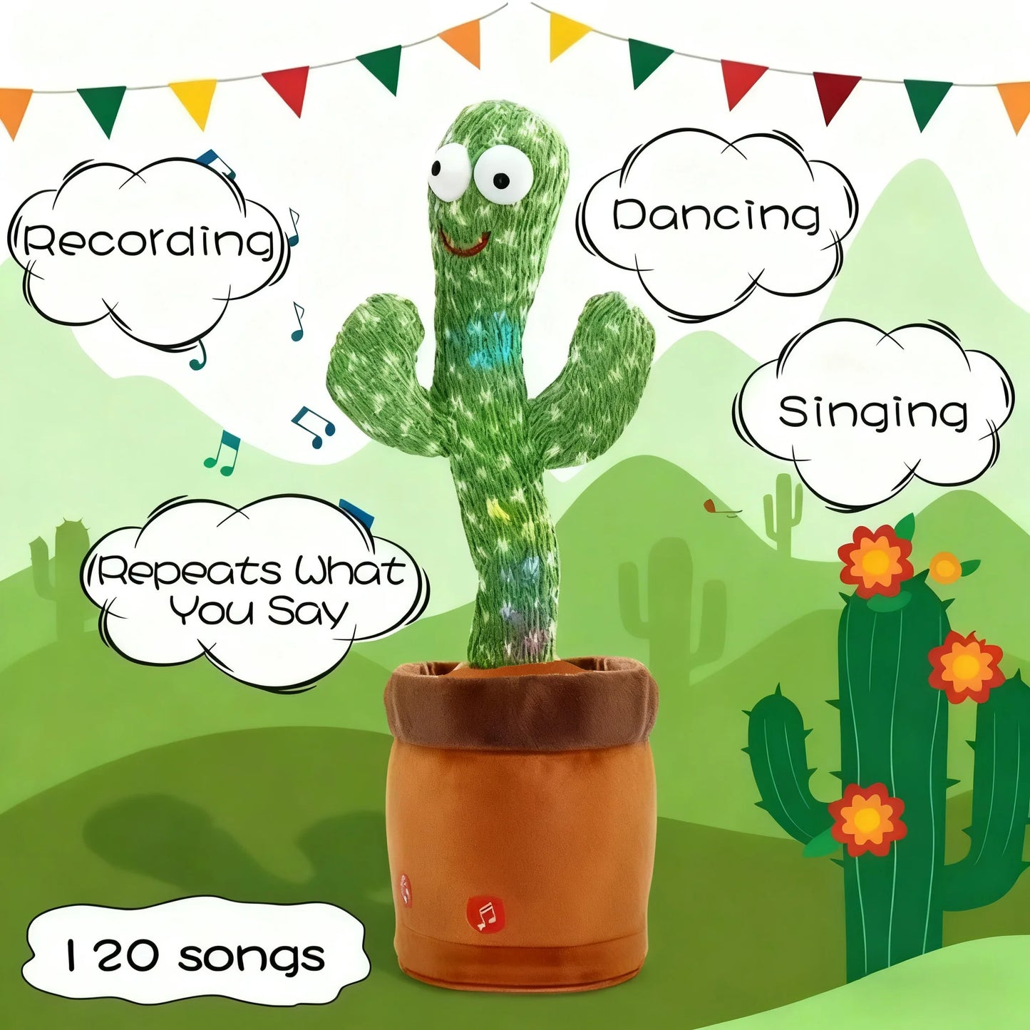 New Interactive Dancing Cactus Toys For Kids Baby Toddler Boys And Girls Fun Singing Mimic Recording Repeating Cactus Baby Gifts