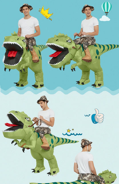 Animal Cartoon Riding T-Rex Inflatable Costume Nursery Kids Dinosaur Role Playing Game Adult Kids Chasing Game Birthday Gift