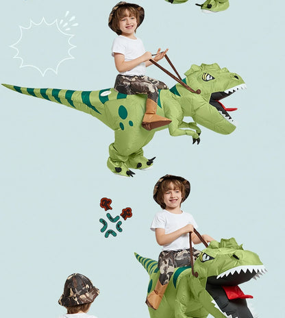Animal Cartoon Riding T-Rex Inflatable Costume Nursery Kids Dinosaur Role Playing Game Adult Kids Chasing Game Birthday Gift