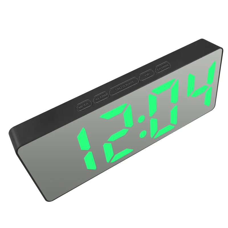 Electronic Alarm Clock Noiseless Design Digital LED Large Display Mirror Electronic Clock Digital Alarm Clock LED Mirror Clocks