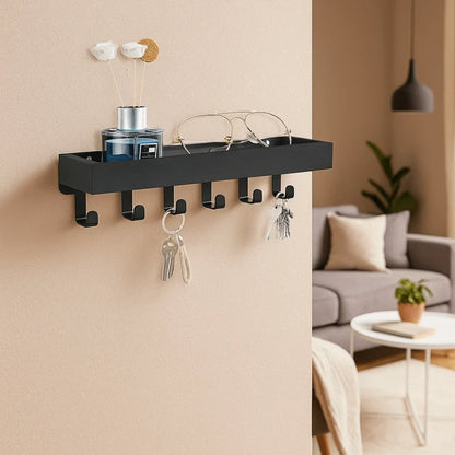 Multifunctional Wooden Key Holder Durable Household Key Rack Organizer with 6 Hooks Storage Rack for Keys Sunglasses