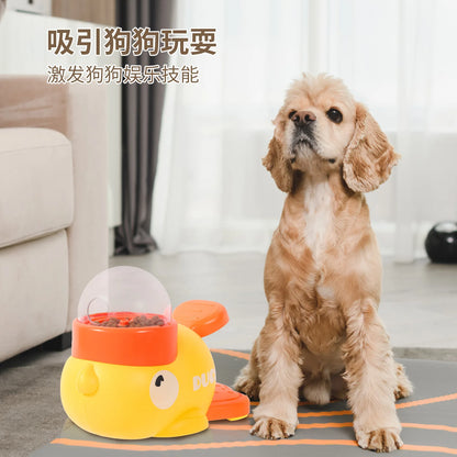 Interactive Feeder Yellow Duck Shaped Dog Slow Feeder Washable Automatic Dog Feeder Toy for Pets Food Dispenser