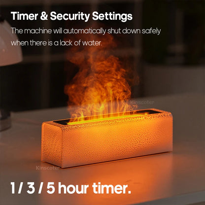 KINSCOTER Realistic Colorful Flame Aromatherapy Diffuser Aroma Essential Oil 150ml USB Air Humidifie Purifier Air Freshener