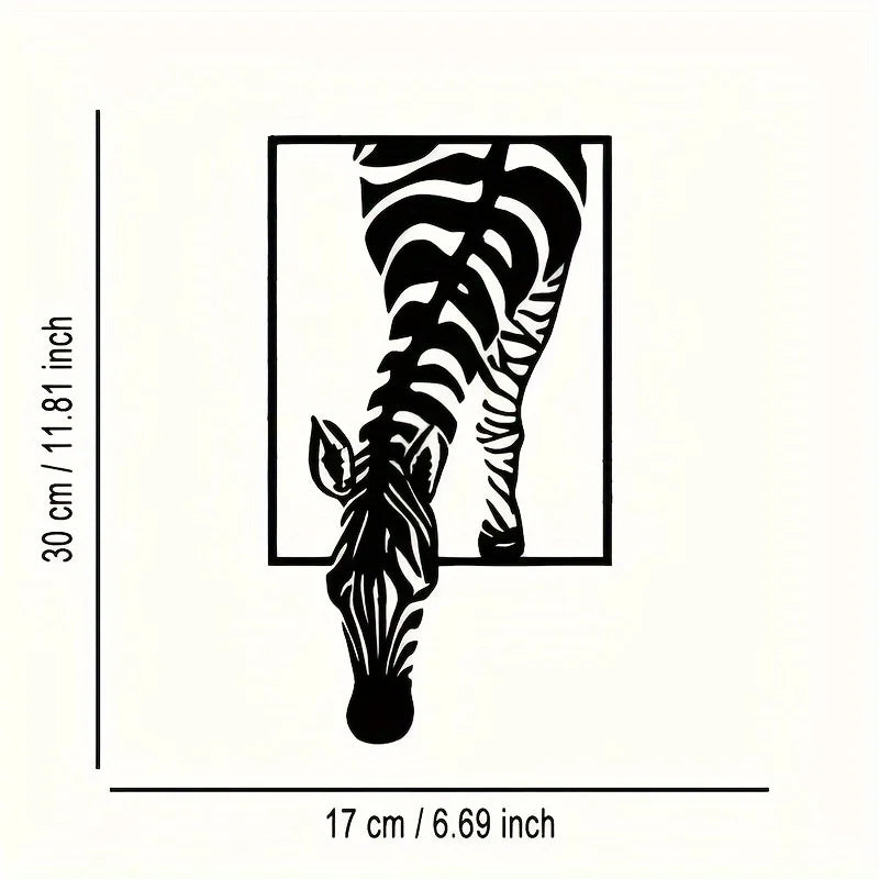 [Modern Zebra Metal Art] Minimalist Zebra Metal Wall Art - Modern Striped Iron Decor |  Animal-Themed Design, Zebra Decor