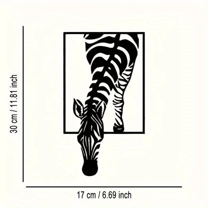 [Modern Zebra Metal Art] Minimalist Zebra Metal Wall Art - Modern Striped Iron Decor |  Animal-Themed Design, Zebra Decor