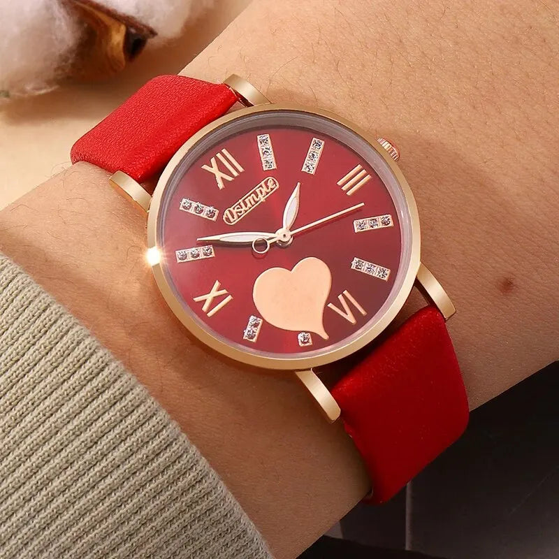 6PCS Set Heart Dial Classic Women Watch - Varixo