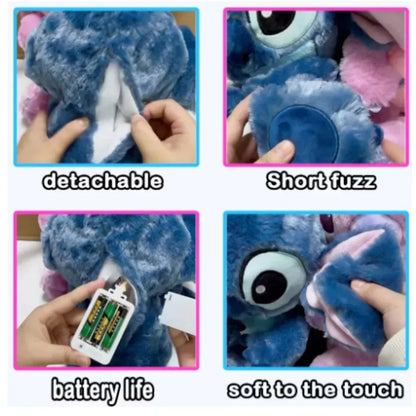 2026! & hot Lilo Stitch Plush Doll Breath Child Peluche Kawaii Soothes Toy Anime Baby Music Light Sleep Toys Pink Stitch Kid Gi