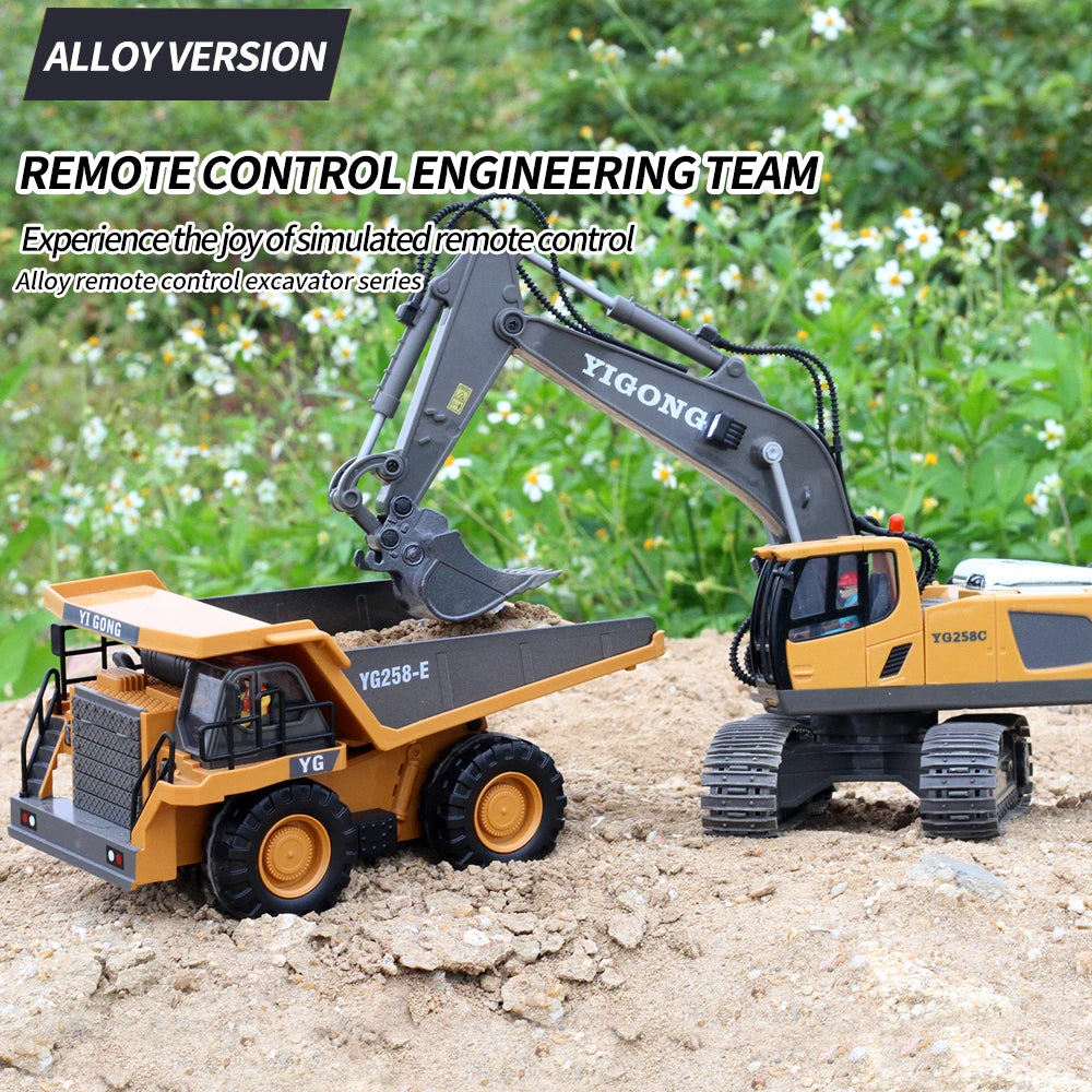 2.4G RC CARS RC Controlled Excavator Alloy Remote Control Vehicle Excavator Engineering Vehicle Dumper  Electric toys Gifts