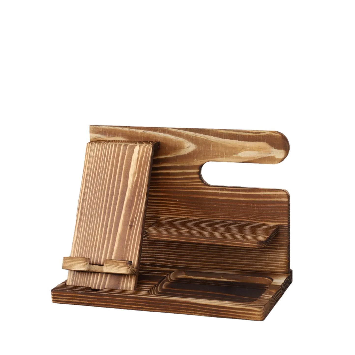 Wooden Bedside Wood Phone Docking Station Holder Wallet Stand Watch Storage Rack Multifunctional Desktop Jewelry Packaging