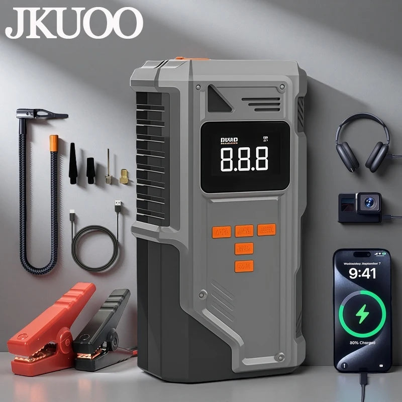 All-in-One Car Jump Starter & Tire Inflator - 12V for Cars/Trucks/SUVs, 10.2 Bar Air Compression,-40°C Resistant,Tire Monitoring