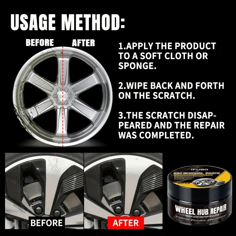 Automobile wheel rim scratch reconditioning paste, tire rim scratch paint repair paste - aluminum alloy wheel hub repair
