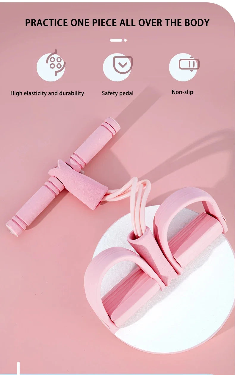 Multi-Functional Four-Tube Pedal Tensioner Yoga Elastic Band Home Fitness Equipment Abdominal Strengthening Tension Rope