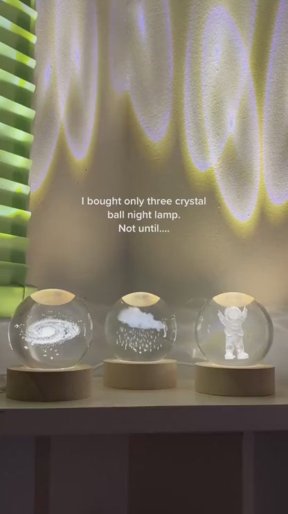 3D LED Night Light Galaxy Crystal Ball Table Lamp